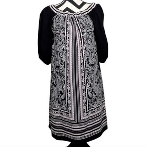 NWT Max Studio Women's Paisley Print Boho 3/4 Raglan Sleeve Dress Sz XS